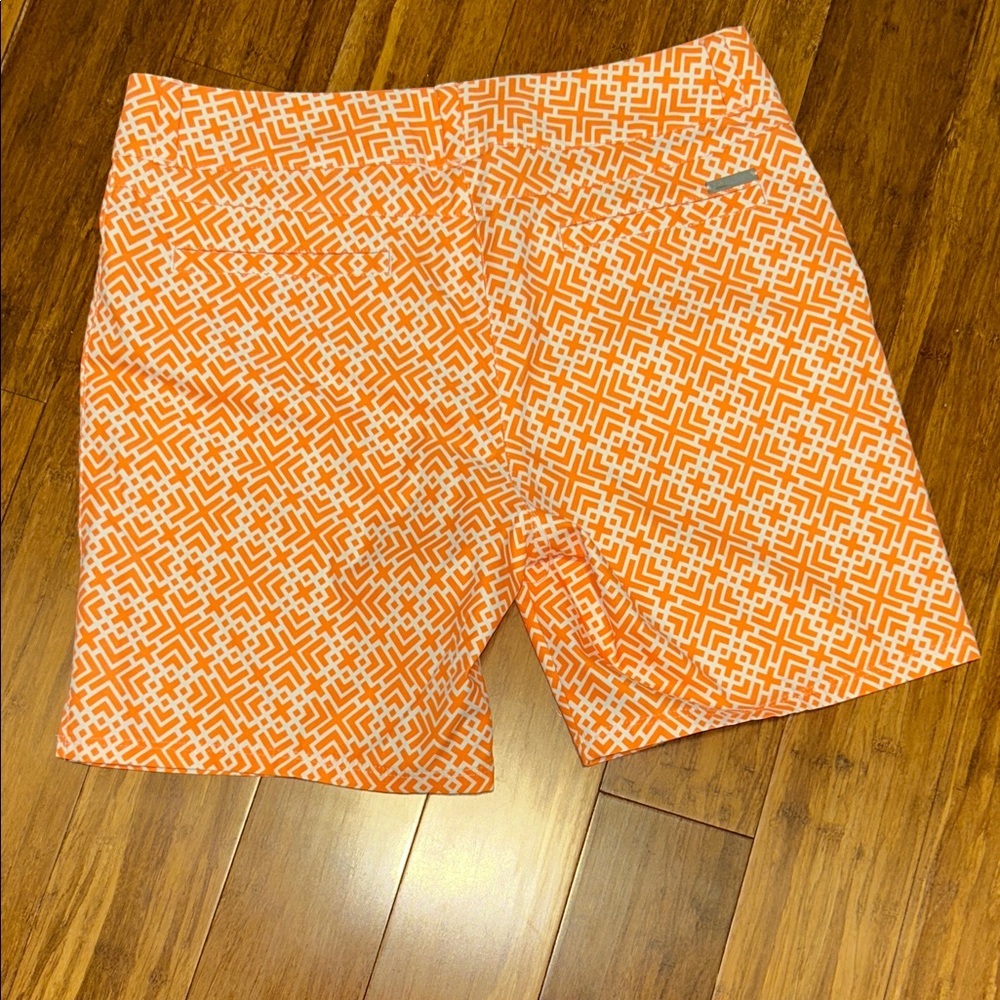 adidas Orange Patterned Women's Athletic Shorts Size 4 - Picture 3 of 7